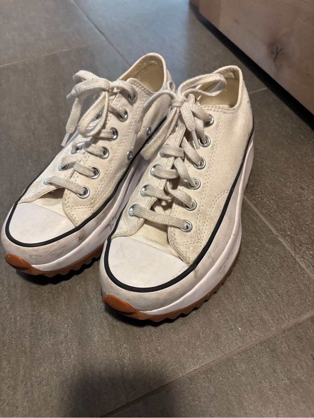 Converse Cream/White Platform Low-Top Sneakers